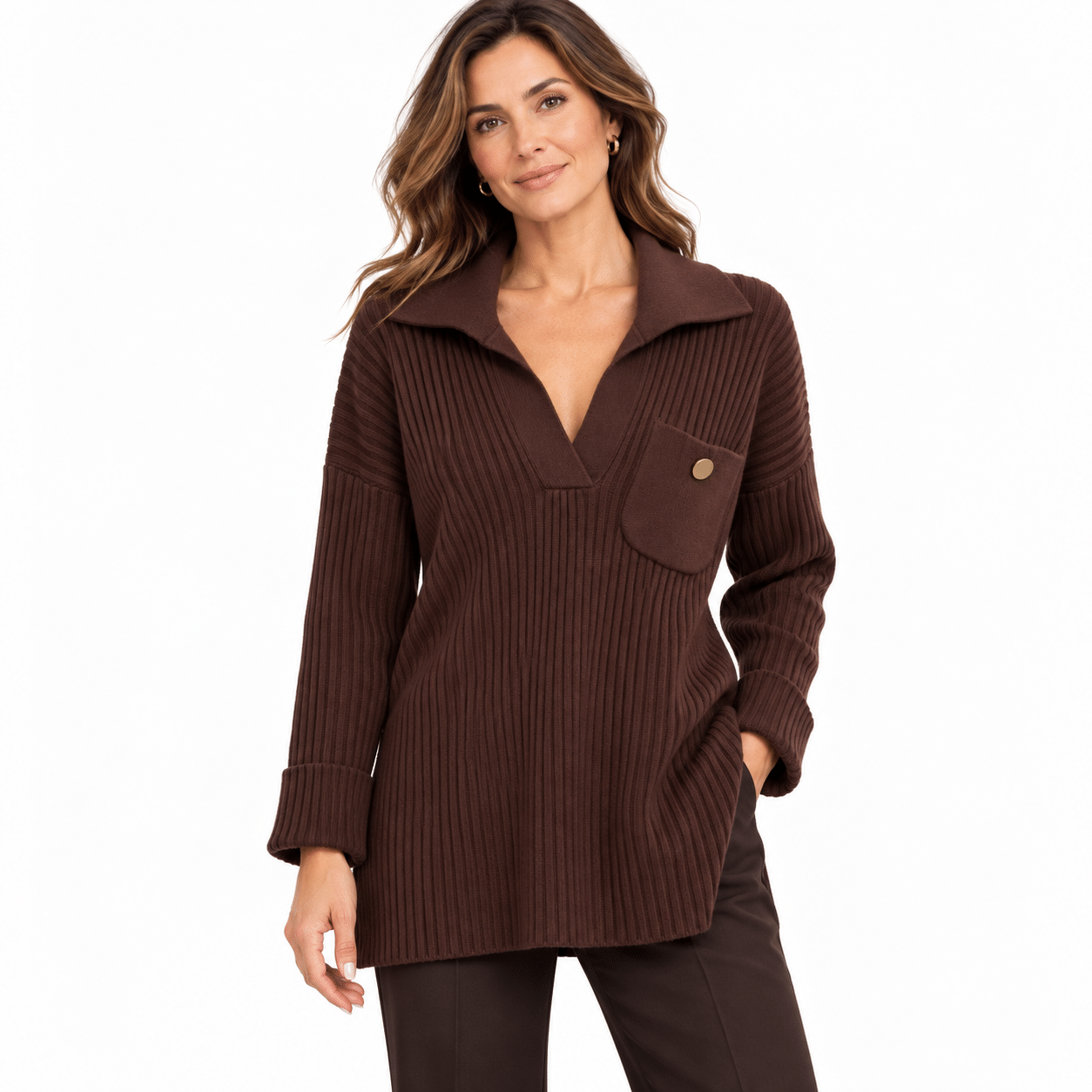 Pullover Ribbed brown